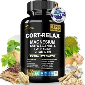 DLNIA Cortisol Supplement with Magnesium Glycinate, Ashwagandha KSM-66, L-Theanine, Phosphatidylserine, Ginkgo Biloba & Lions Mane