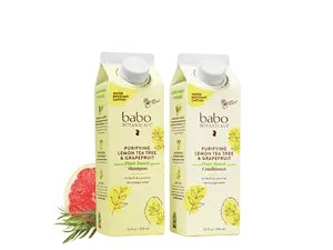 Babo Botanicals Purifying Lemon Tea Tree & Grapefruit Shampoo & Conditioner Set – Made with Plant-Based Ingredients – For Flat & Oily-Prone Hair – Dermatologist Tested – 12 fl oz (355 ml) Each
