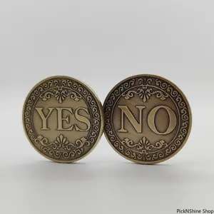 Bronze Yes or No Commemorative Coin Challenge Token Game Prop Collectible Souvenir Decorative Craft for Decision Making Desk Display Collection