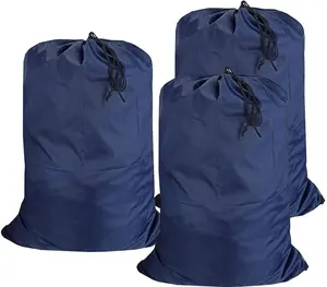 Washable Travel Laundry Bag with Drawstring (3 Pack), Large Dirty Clothes Bag Fit a Laundry Basket or Clothes Hamper, Enough to Hold 4 Loads of Laundry,26x39 inches Navy Blue 3