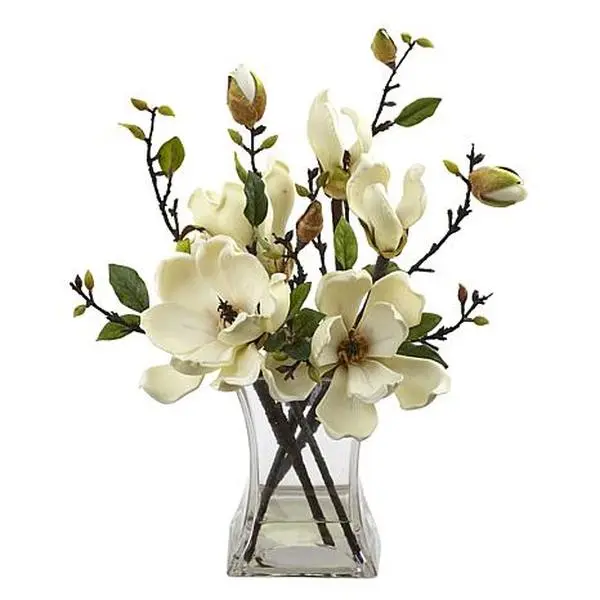 Nearly Natural Silk Magnolia Arrangement