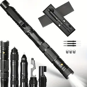Tactical Pen - Mens Gifts - Multitools Gift for Men & Women - Stylus Pen,Glass Breaker+LED Flashlight+Whistle+Bottle Opener+Ballpoint+Gift Box