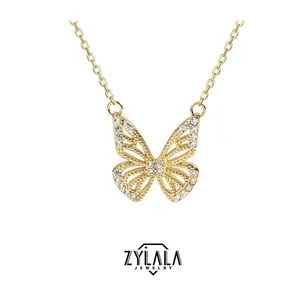 [283] Sterling 925 Silver Butterfly Design Necklace Cute Elegant Style Delicate Gift For Women Girls