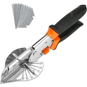 CHIC & PLAIN Miter Shears, Trimming Scissors for Angular Cutting of Molding, Adjustable at 45 to 135 Degrees, Hand Tool for Baseboard, PVC, DIY, Carpentry, and Crafts, with 10 Replacement Blades