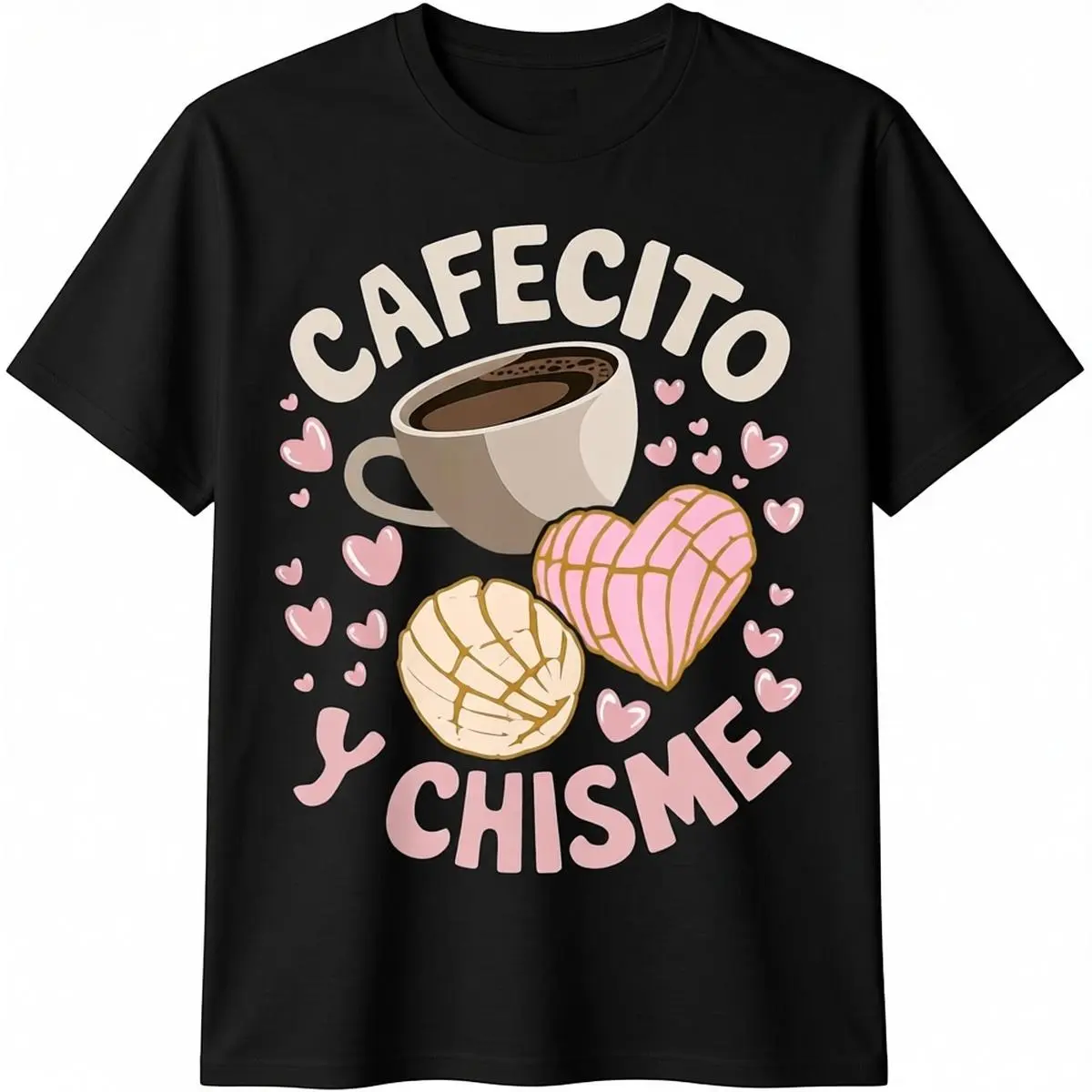 Men's Casual Sporty Short-Sleeve 100% Cotton Tee, Unisex Fit with Latina Cafecito Y Chisme & Concha Graphics, Streetwear, Shortsleeve, Soft, Style