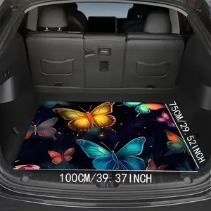 ‌Durable Car Trunk Mat 75x100cm Multicolor Floral All Weather Waterproof Cargo Liner Easy Clean Rear Trunk Mat Stylish Vehicle Interior Accessories Universal Fit Most Car Models SUV Truck Van‌