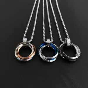 Three Ring Pendant Necklace 3Pcs Tricolor Generation Necklace Interlocking Rings Pendant Necklace for Wedding Valentines Prom