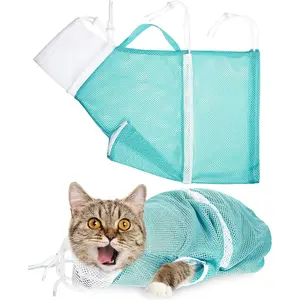 Cat Shower Net Bag Grooming Bathing Adjustable Washing Bag Multifunctional Cat Restraint Accessories Prevent Biting Scratching, Nail Trimming, Ears Clean, Keeping Calm(Green) : Pet Supplies cat  bath  mesh  bag  Upgraded detachable version