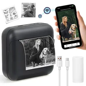 Portable Mini Sticker Printer- Rechargeable Battery-Bluetooth Mini Printer-Lnkless Printing-Pocket Size for DIY/Photos/Study Notes