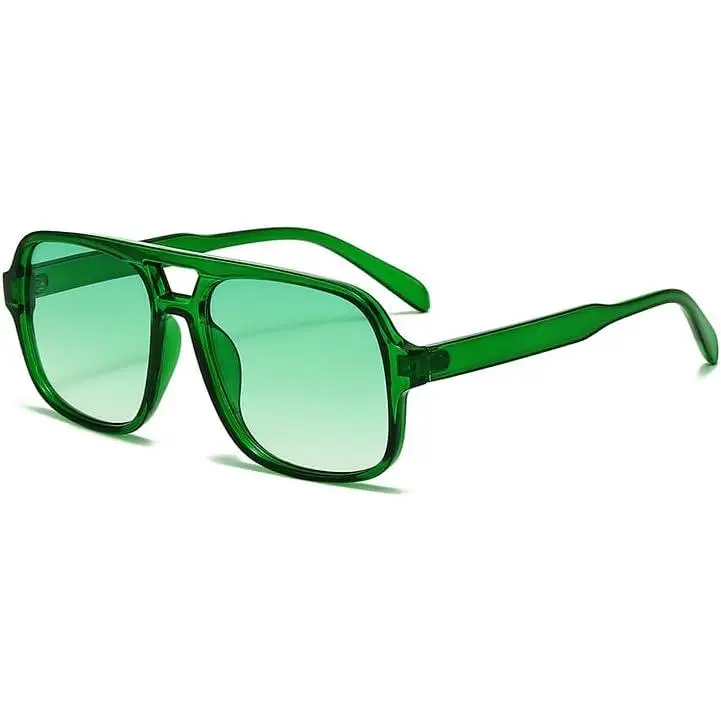 Green Lenses Rectangle Polygon Polarized Sunglasses Retro Classic SMALL RECTANGULAR SUNGLASSES Man Woman Gold Metal Frame  main image 4