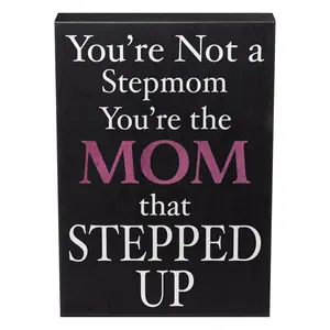 JennyGems Stepmom Gifts, Stepped Up Mom Mothers Day Gift, Other Mothers Decor for Wall or Tabletop, Special and Meaningful Saying for Bonus Mom