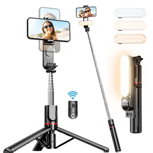 Stable Tripod Selfie Stick with Light, Portable Adjustable Selfie Stick Tripod, Wireless Phone Tripod, Bluetooth-compatible Compatible, Travel Tripod