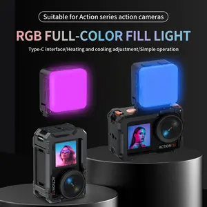 Waterproof Action Camera Fill Light for Night Riding & Diving, Mini Rechargeable Video Light for Vlog, 3300-6500k LED Lights