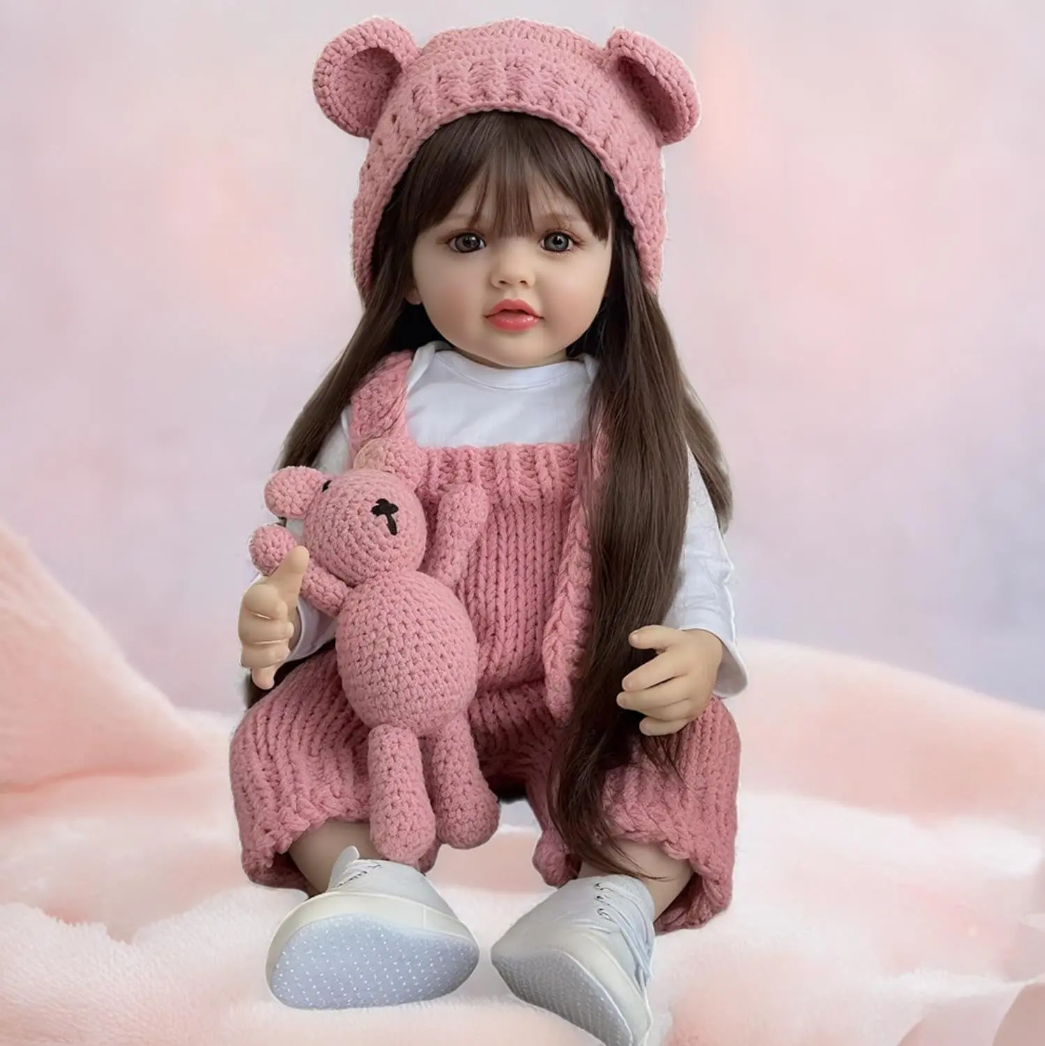 22-Inch Realistic Reborn Baby Girl Toddler Doll, Full-Body Bath-Safe Vinyl Toy, Realistic Play Soft Washable Doll, Realistic Play Soft Dolls