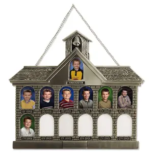 Lillian Vernon Antique Silver Tone Schoolhouse Picture Frame - Display Kindergarden through High School Room Decor Photo
