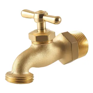 VEVOR Hose Bibb, 3/4 MIPx 3/4 MHT Connection, Multi-Turn Garden Valve, Heavy Duty Brass Hose Bib, Outdoor Water Faucet Spigot, Brass Plumbing Fitting, Compatible with Copper, Galvanized Pipes