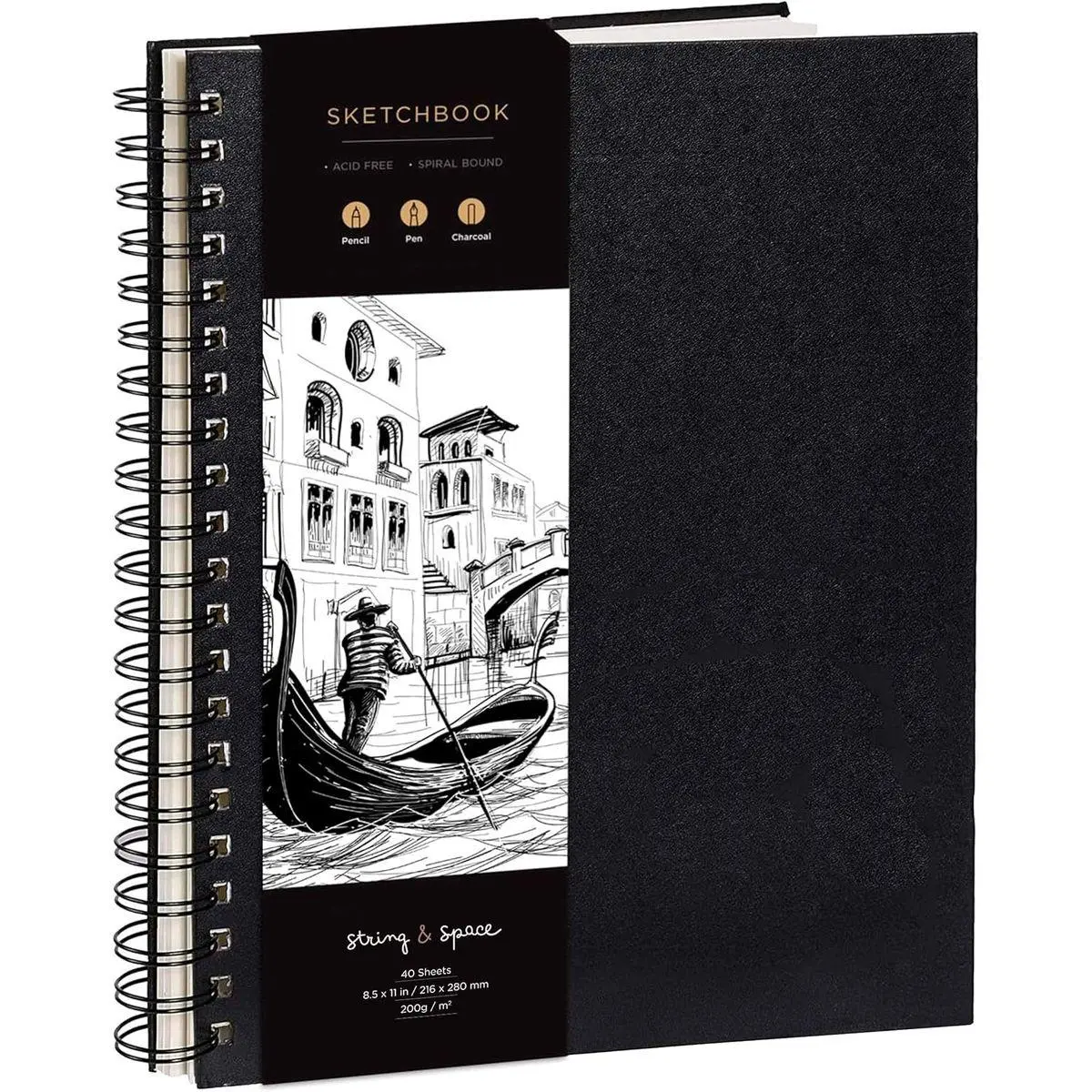 Artist’s Sketchbook Hardcover – 200GSM Very Thick Paper – Large, Spiral Sketch Book for Drawing and Mixed Media – Sketch Pad, Art Book - 8.25 x 11.4, 40 Sheets / 80 Pages