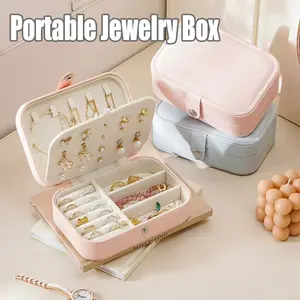 Portable Dual-Layer Jewelry Box Organizer, Large Capacity for Earrings Rings Bracelets Necklaces, Travel-Friendly Soft Fabric Antioxidant Gift