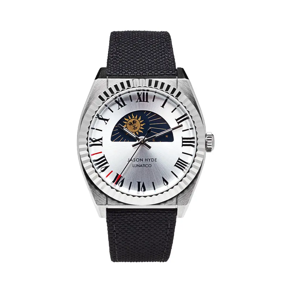 LUNATICO | 40 MM WATCH SILVER DIAL  - CORDURA STRAP