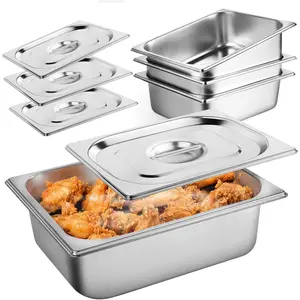 4 Pack 1/2 Half Size Hotel Pan with Lids, 4'' Deep Steam Table Pan with Lid, 12.8''L x 10.4''W Stainless Steel Pans for , Party, Hotel, Buffet