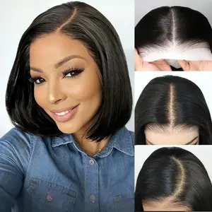 13x4 Front Lace 10-Inch Short Straight Hair Bobo Human Hair Material Wig Cover Smooth And Natural Can Be Styled Freely With A Hairline Baby Hair