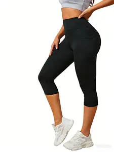 Women's High-waist Pocket Yoga Pants - 7-inch Pants - Soft and Comfortable, Form-fitting Running, Cycling, and Fitness Base Pants. Summer New Style Elegant Tummy-reducing Tight Pants, Slimming and Shaping, for Fitness, Yoga, and Cycling Training.