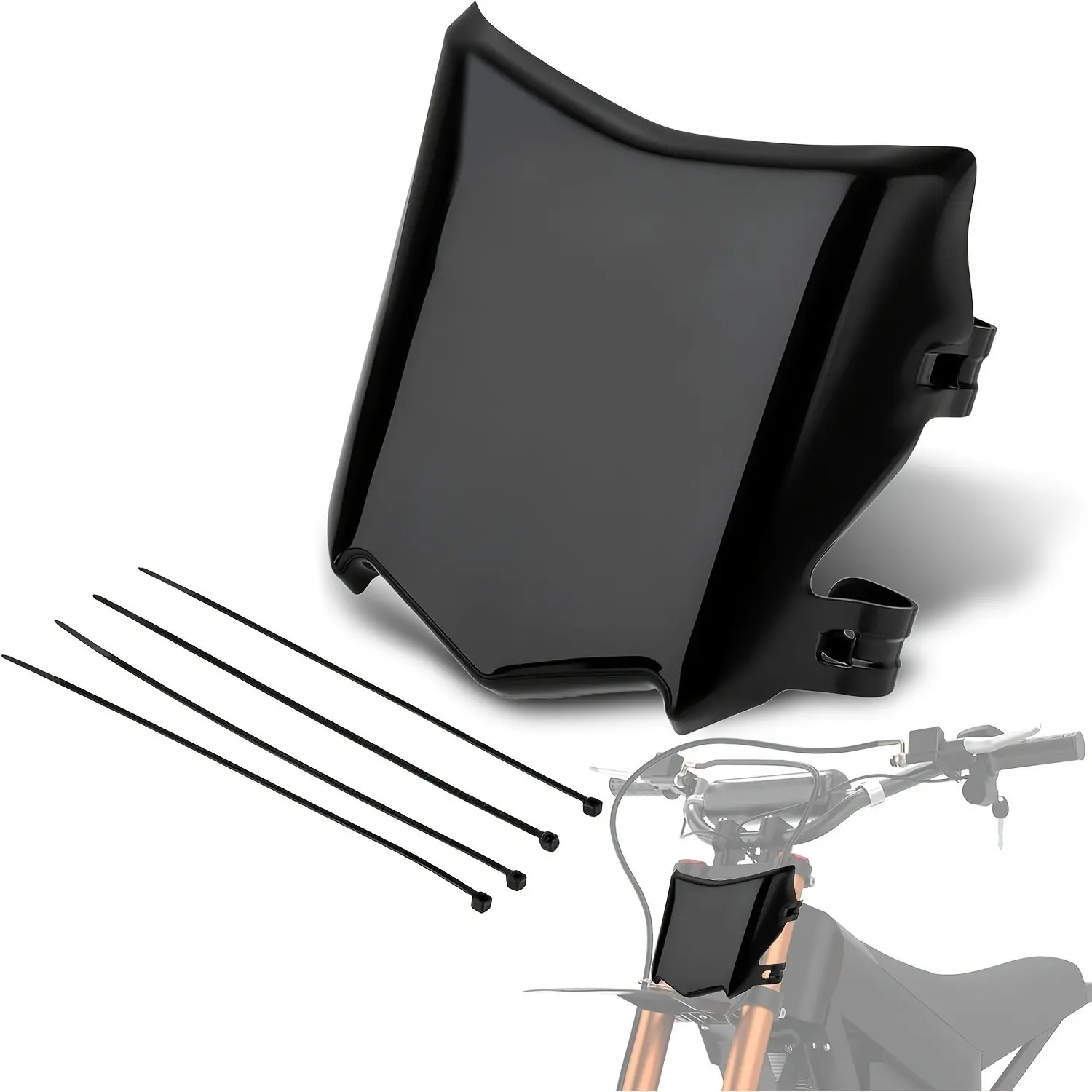 E-Bike Front Number Plate Holder with 4x Zip Ties, Compatible with Various Electric Dirt Bikes, Thick Plastic Plate Bracket, Motorcycle Front License Plate Mount