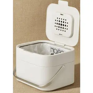 Eco-Friendly Waste Bin with Odor Filter and Ventilation, 1 Gallon / 4 Liters Kitchen Compost Caddy, Reusable Stone Design for Food Scraps, Space-Saving and Durable, Easy-Clean Odor Control Solution Hand