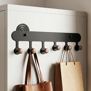 Wood Grain Clothes Hook, 6-Piece Entry Door Back Wall Rack, Creative Storage Hanger for Bags and Keys, Innovative Closet Organizer