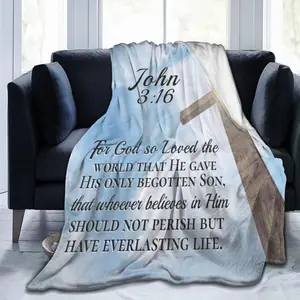 Religious Bible Verse Christian Jesus John 3:16 Adult Fleece Blanket Throw Blanket for Birthday Christmas,Warm Sofa Movies Blanket for Bed Couch Living Room Blankets
