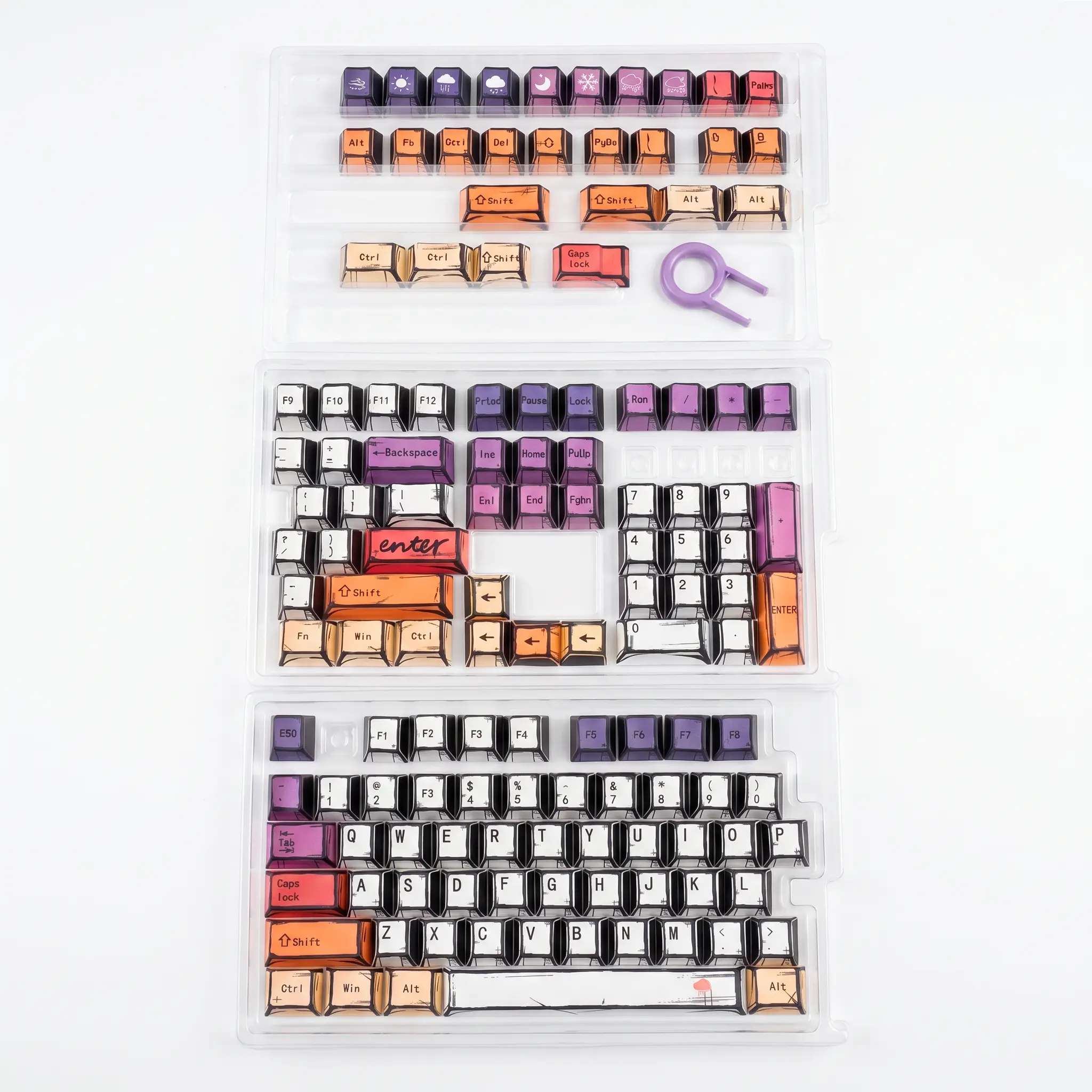 Womier PBT Keycaps,134 Keys Retro Anime Cherry Profile for 61/68/84/87/98/100 Cherry Gateron MX Mechanical Keyboards