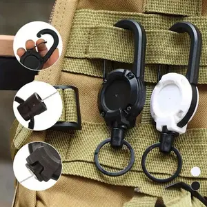 2pcs NEW Heavy Duty Retractable Pull Badges ID Reel Carabiner Key Chain Key Holder Outdoor Keychain Holds Multiple Tools Keychain Lanyard