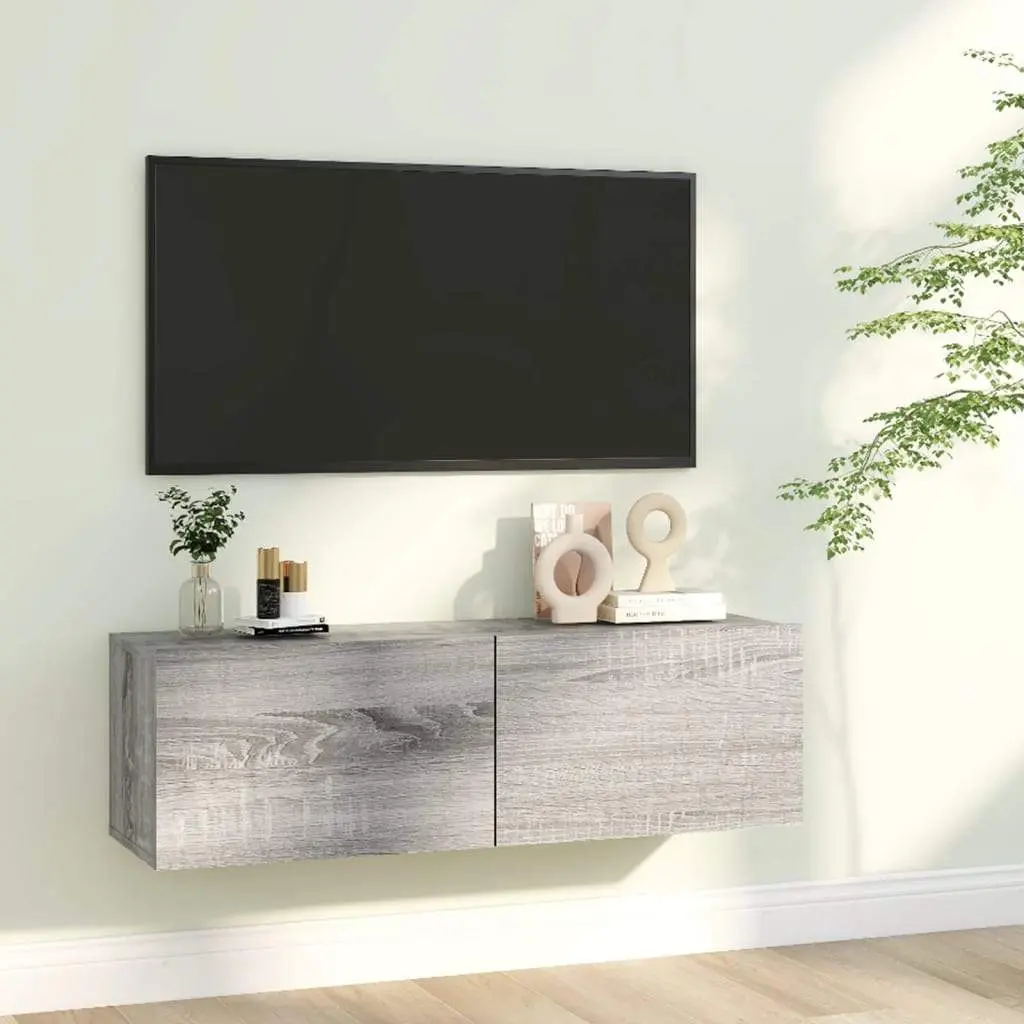 TV Wall Cabinet Gray Sonoma 39.4"x11.8"x11.8" Engineered Wood