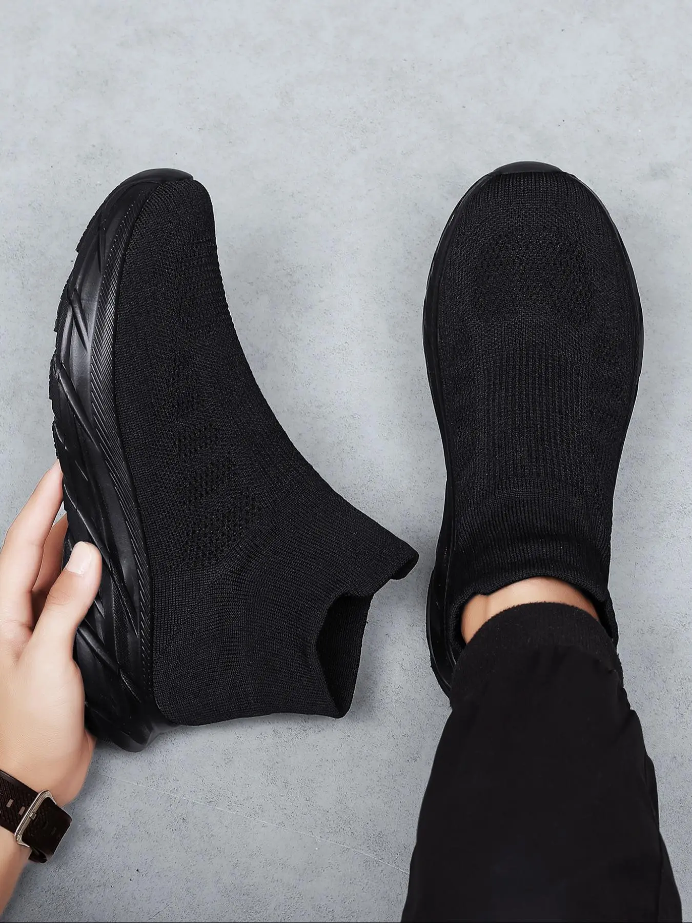 Men's Fashionable Lace-up Mesh Breathable Sock Sneakers, Sporty Running Shoes, Casual Comfortable Sports Running Shoes, Male All-match Round Toe Shoes for Daily Wear, Running Sports Footwear