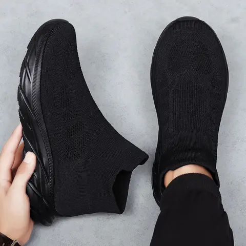 Men's Fashionable Lace-up Mesh Breathable Sock Sneakers, Sporty Running Shoes, Casual Comfortable Sports Running Shoes, Male All-match Round Toe Shoes for Daily Wear, Running Sports Footwear