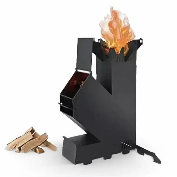 B BRAZIFY Rocket Stove, Heavy-Duty Steel Freestanding Wood Burner, Compact Portable Kitchen for Camping & Outdoor Cooking with Heat Shield & Storage Bag, Camping Gear Must Haves, Storage Bag Included, Efficient Rocket Stove Design