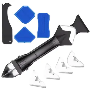 Silicone Caulking Tool Kit, 3 In 1 Stainless Steel Scrapers with Multiple Angles, Caulk Remover Glass Glue Angle Scraper, for Bathroom, Kitchen, Floor, Window, Sink Joint & Frames Seal