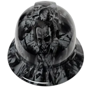 Slate Gray Chaos Clown Grin - Custom Hydro Dipped Full Brim Hard Hat