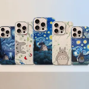 Totoro Starry Night Phone Case, Anime Forest Sky Cover for iPhone X, 11, 12, 13, 14, 15 & more – SS Galaxy S21 to S25 Ultra, Plus with Suction