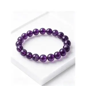 AAAA Grade Natural Amethyst Bracelet| 8/10mm Healing Crystal for Anxiety Relief, Calm & Meditation – Spiritual Energy Jewelry for Unisex