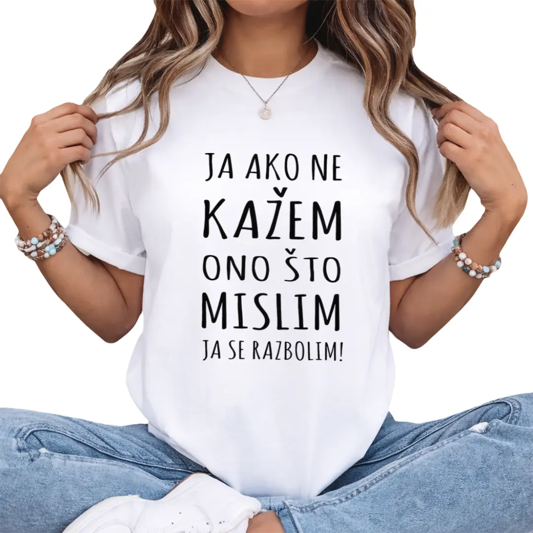 Serbian If I Do Not Say What I for THINK I Will Get Sick Letter Print Women's T-shirt, Short Sleeve Crew Neck Casual Top for Summer & Spring, Women's Clothing