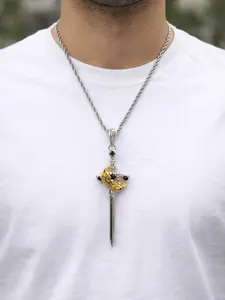 Sword & Crown Pendant Necklace – Stainless Steel Statement Jewelry, Meaningful Gift for Him|Carry Your Crown