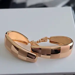 Earrings for Ladies - Elegant Design with Gold Color Finish and Checkered Pattern