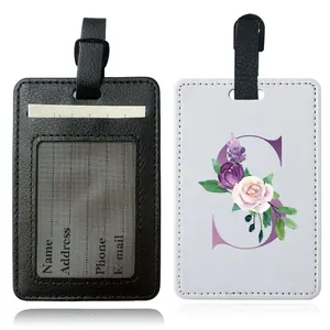 Flower & Letter Pattern Luggage Tag Cover, 1 Count Waterproof Suitcase ID Card Holder, ID Card Organizer Case, Baggage Labels, Travel Accessories