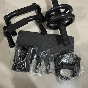 Complete Abdominal Workout Set, Abdominal Training Equipment, Abdominal Exercise Equipment, Includes Push-Up Rack, Ab Wheel, Mini Pad, Resistance Bands, Jump Rope, Hand Grips, Core Strength, Muscle Training, Fat Burning