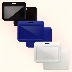 2 Pack Retractable ID Card Badge Holder with Clear Window Hard Horizontal Plastic Card Case Protective Pouch for Office, School ID Card, Credit Card, Swipe Key Card, Driver'S License And Pass, Lanyard Additions, Office Supplies