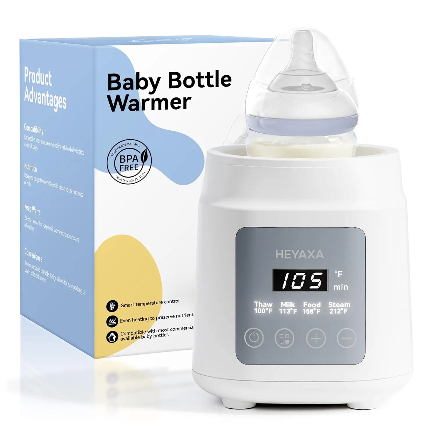 Heyaxa Bottle Warmer with LED Screen - Perfect for Keeping Milk at Precise Temperature Bottle Warmer with Timer feeding Multi-Function