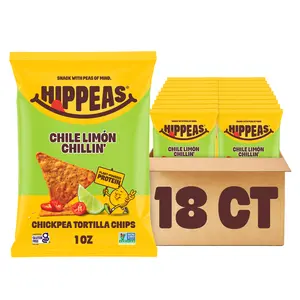 Chile Limón Chillin' Tortilla Chips - Chickpea Tortilla Chips - 3g of Protein, 3g of Fiber, Gluten Free Snacks, Dairy Free, Crunchy, Nutritious, Baked Plant Protein Snack, Vegan, Kosher
