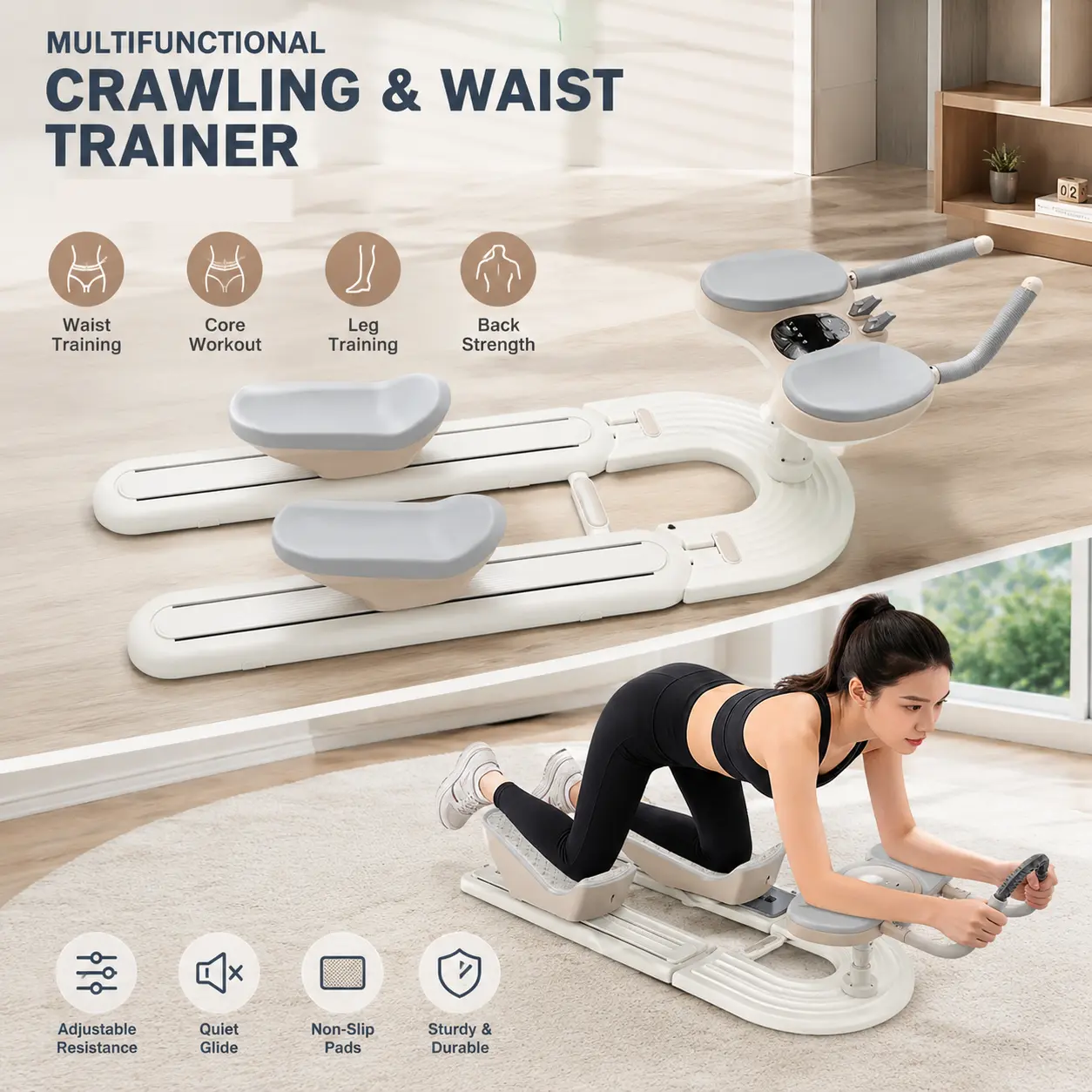 Foldable Portable Crawling Back Stretcher for Quick Lumbar Relief, Unisex Lightweight Easy-Assembly Strength Training Device for Waist Training, Home Use, Quick Relief