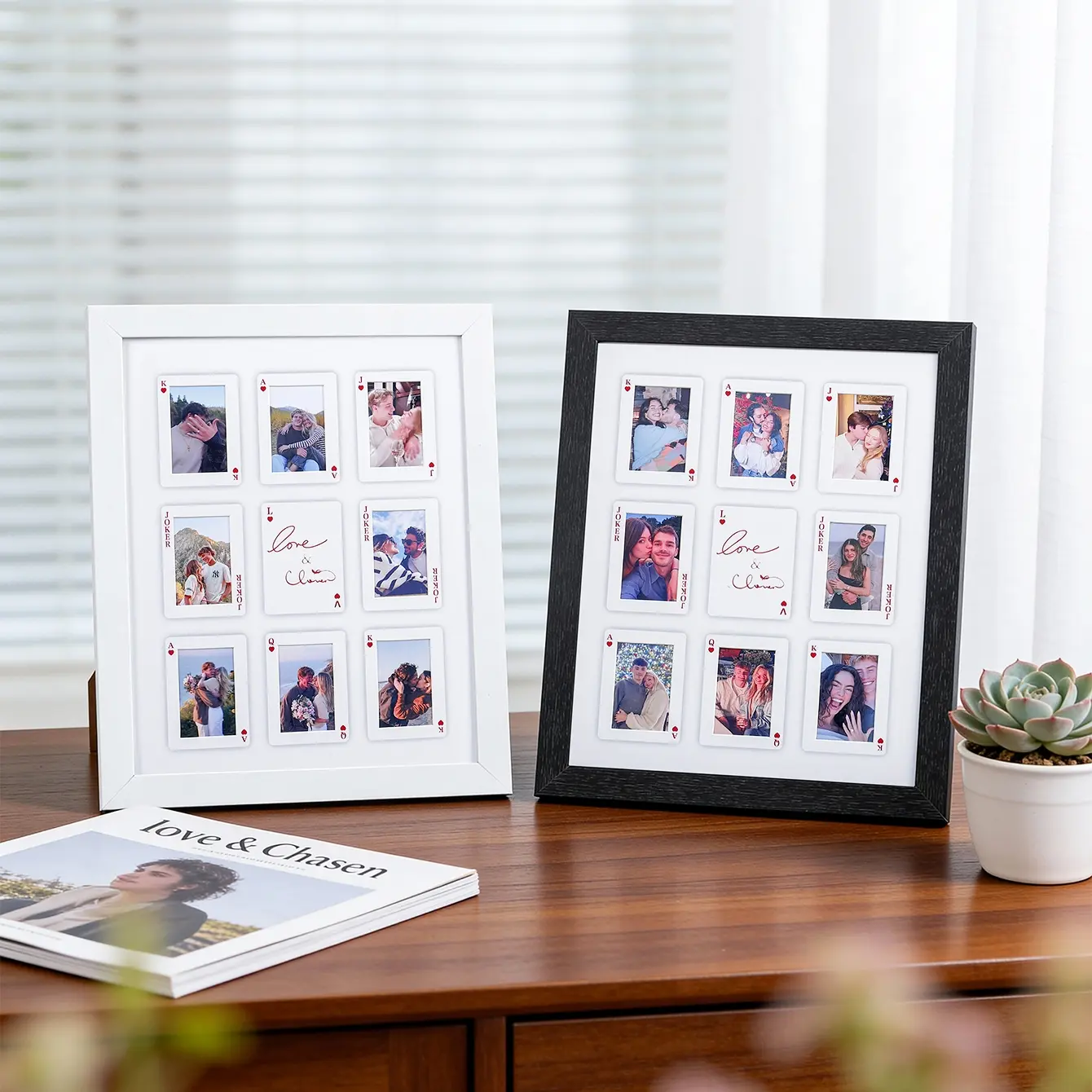 Creative 8 Grid Poker Card Decorative Stand Frame, Modern Frames, 3 Inch Memory Photo Frame, Best Choice for Nostalgic Decoration, Party Style